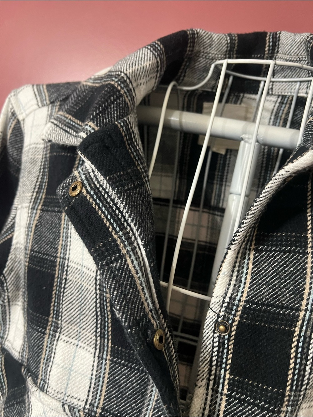 Lucky Brand Black and White Plaid Utility Jacket